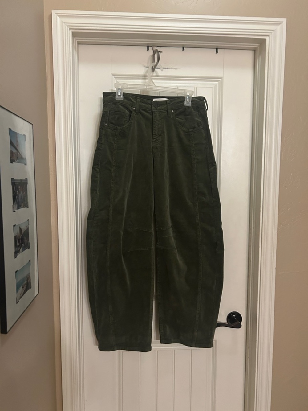 Like NEW Risen barrel pants 5/27 Olive Green Wide Corduroy